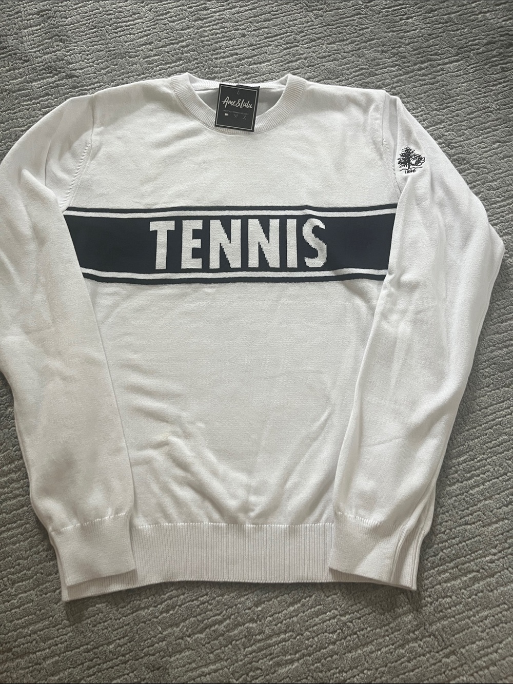 Women’s  'TENNIS' Crewneck Sweater in White